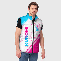 Мужской жилет Kuromi neon gradient style вертикально, цвет: 3D-черный — фото 2