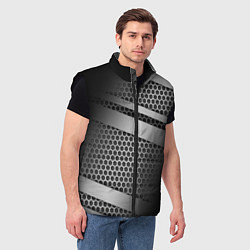 Мужской жилет Карбоновая текстура хром, цвет: 3D-черный — фото 2