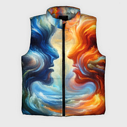 Мужской жилет Профили парня и девушки - две стихии, цвет: 3D-светло-серый