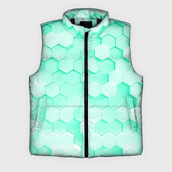 Мужской жилет Ярко бирюзовые соты, цвет: 3D-черный
