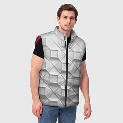 Мужской жилет Бело серая геометрия, цвет: 3D-красный — фото 2