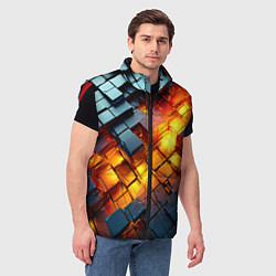 Мужской жилет Трехмерные кубики с разрушением, цвет: 3D-красный — фото 2