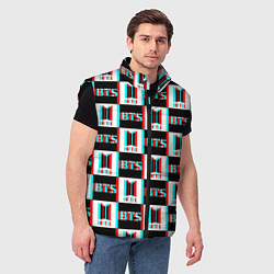 Мужской жилет BTS glitch pattern, цвет: 3D-черный — фото 2