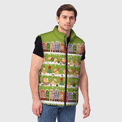 Мужской жилет Много капибар семьей на Новый год и Рождество, цвет: 3D-черный — фото 2