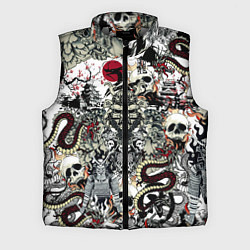Мужской жилет Японский самурай и драконы паттерн, цвет: 3D-светло-серый