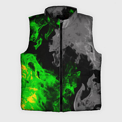 Мужской жилет Зелёный и чёрный огонь, цвет: 3D-черный
