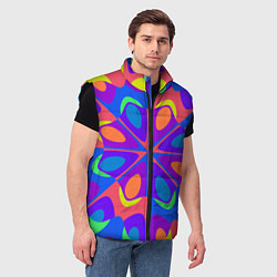 Мужской жилет Оптический узор красочная мозаика, цвет: 3D-черный — фото 2