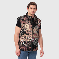 Мужской жилет Драконы самурай и феникс, цвет: 3D-светло-серый — фото 2