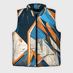 Мужской жилет Абстракция сине-оранжевая осколки, цвет: 3D-черный