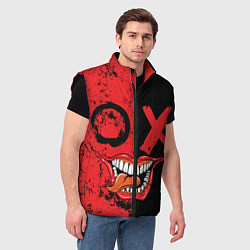 Мужской жилет Злобный смайлик с языком, цвет: 3D-черный — фото 2