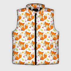 Мужской жилет Рыжие лисички паттерн, цвет: 3D-черный