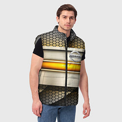 Мужской жилет Nissan sport avto metal, цвет: 3D-светло-серый — фото 2