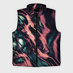 Мужской жилет Абстракция тёмный бирюзово-розовый, цвет: 3D-черный