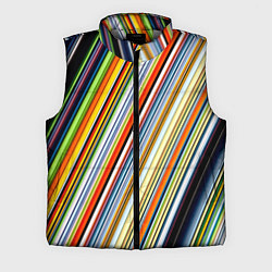 Мужской жилет Разноцветные полосы абстракция, цвет: 3D-светло-серый