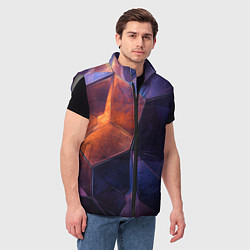 Мужской жилет Искаженная геометрия с эффектом потертостей, цвет: 3D-светло-серый — фото 2