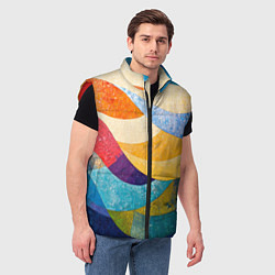 Мужской жилет Разноцветная геометрическая мозаика, цвет: 3D-красный — фото 2