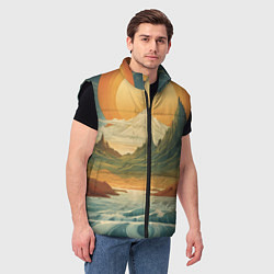 Мужской жилет В теплых горах на закате, цвет: 3D-черный — фото 2