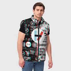 Мужской жилет Twenty one pilots glitch pattern, цвет: 3D-светло-серый — фото 2