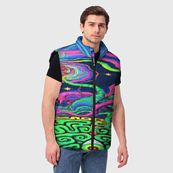 Мужской жилет Оптические волны психоделика, цвет: 3D-черный — фото 2