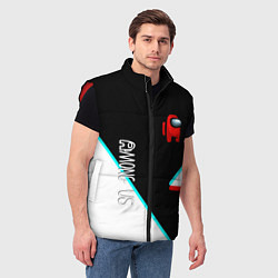 Мужской жилет Among us geometry steel glitch, цвет: 3D-красный — фото 2