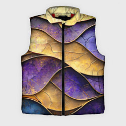 Мужской жилет Фиолетовые и золотые волны, цвет: 3D-красный