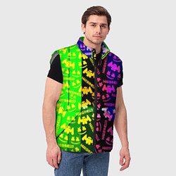Мужской жилет Marshmello pattern neon steel, цвет: 3D-светло-серый — фото 2