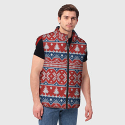 Мужской жилет New year pattern, цвет: 3D-красный — фото 2