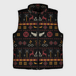 Мужской жилет Новогодний паттерн - Гарри Поттер, цвет: 3D-черный