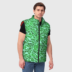 Мужской жилет Зелёные плитки на салатовом фоне, цвет: 3D-красный — фото 2