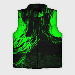Мужской жилет Зелёная энергия на чёрном фоне, цвет: 3D-черный