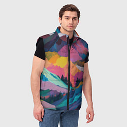 Мужской жилет Красочные горы, цвет: 3D-черный — фото 2
