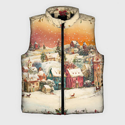 Мужской жилет Новогодний город из разноцветных домов, цвет: 3D-черный