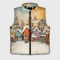 Мужской жилет Новогодний городской пейзаж