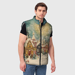Мужской жилет Милый новогодний городок, цвет: 3D-светло-серый — фото 2
