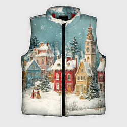 Мужской жилет Праздничный новогодний город, цвет: 3D-красный