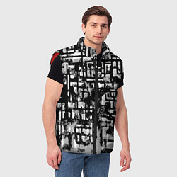 Мужской жилет Бело-чёрная абстракция, цвет: 3D-красный — фото 2