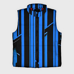 Мужской жилет Толстые синие полосы на чёрном фоне, цвет: 3D-красный
