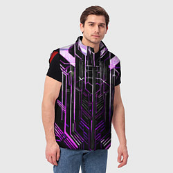 Мужской жилет Purple lines on a black background, цвет: 3D-красный — фото 2