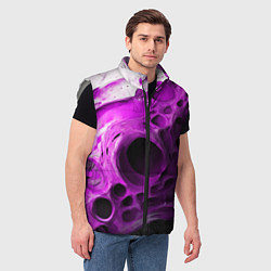 Мужской жилет Фиолетово-белая абстрактная структура, цвет: 3D-светло-серый — фото 2