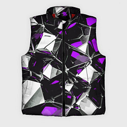 Мужской жилет Фиолетово-белый паттерн на чёрном фоне, цвет: 3D-красный