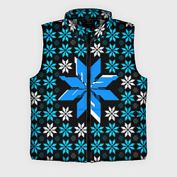 Мужской жилет Сине-белые звёзды на чёрном фоне, цвет: 3D-светло-серый