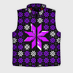 Мужской жилет Фиолетово-белые звёзды на чёрном фоне, цвет: 3D-красный