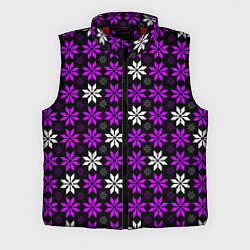 Мужской жилет Бело-фиолетовые звёзды на чёрном фоне, цвет: 3D-красный