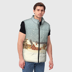 Мужской жилет Дома и снежное небо, цвет: 3D-черный — фото 2