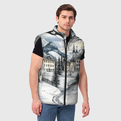 Мужской жилет Заснеженный старый город, цвет: 3D-светло-серый — фото 2