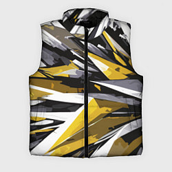 Мужской жилет Чёрно-жёлто-белая абстракция, цвет: 3D-черный