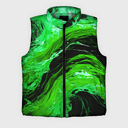 Мужской жилет Зелёные брызги на чёрном фоне