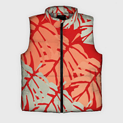 Мужской жилет Отпечатки монстеры на красном