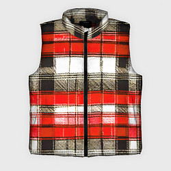 Мужской жилет Чёрные полосы на красно-белом фоне, цвет: 3D-черный