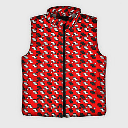 Мужской жилет Чёрно-белые фигуры на красном фоне, цвет: 3D-светло-серый